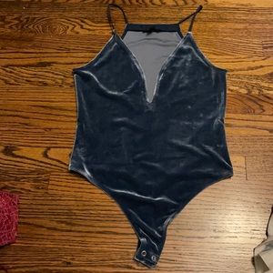 Velour bodysuit w low slit in front